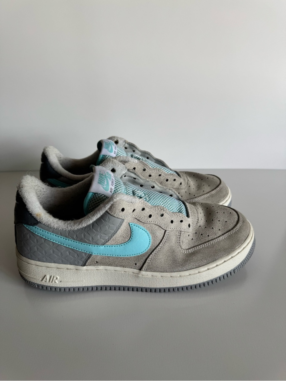 Nike Air Force 1 Low Snowflake Grey Blue Suede Sneakers